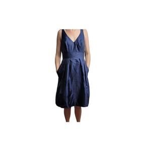 ALFRED SUNG V-Neck Sleeveless Satin Cocktail Dress with Pockets Size 4
